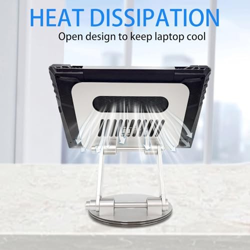 Laptop Stand for Desk, Adjustable Computer Stand with 360° Rotating Base,