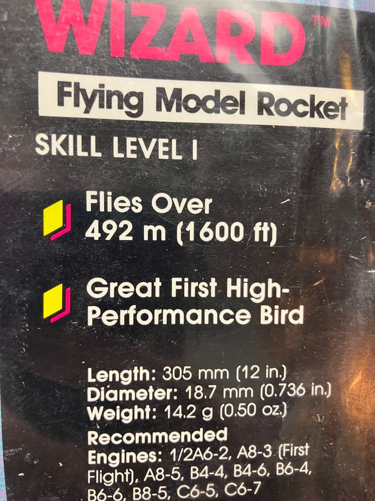Two Great Estes Flying Model Rocket Kits - Wizard and Swift - both sealed