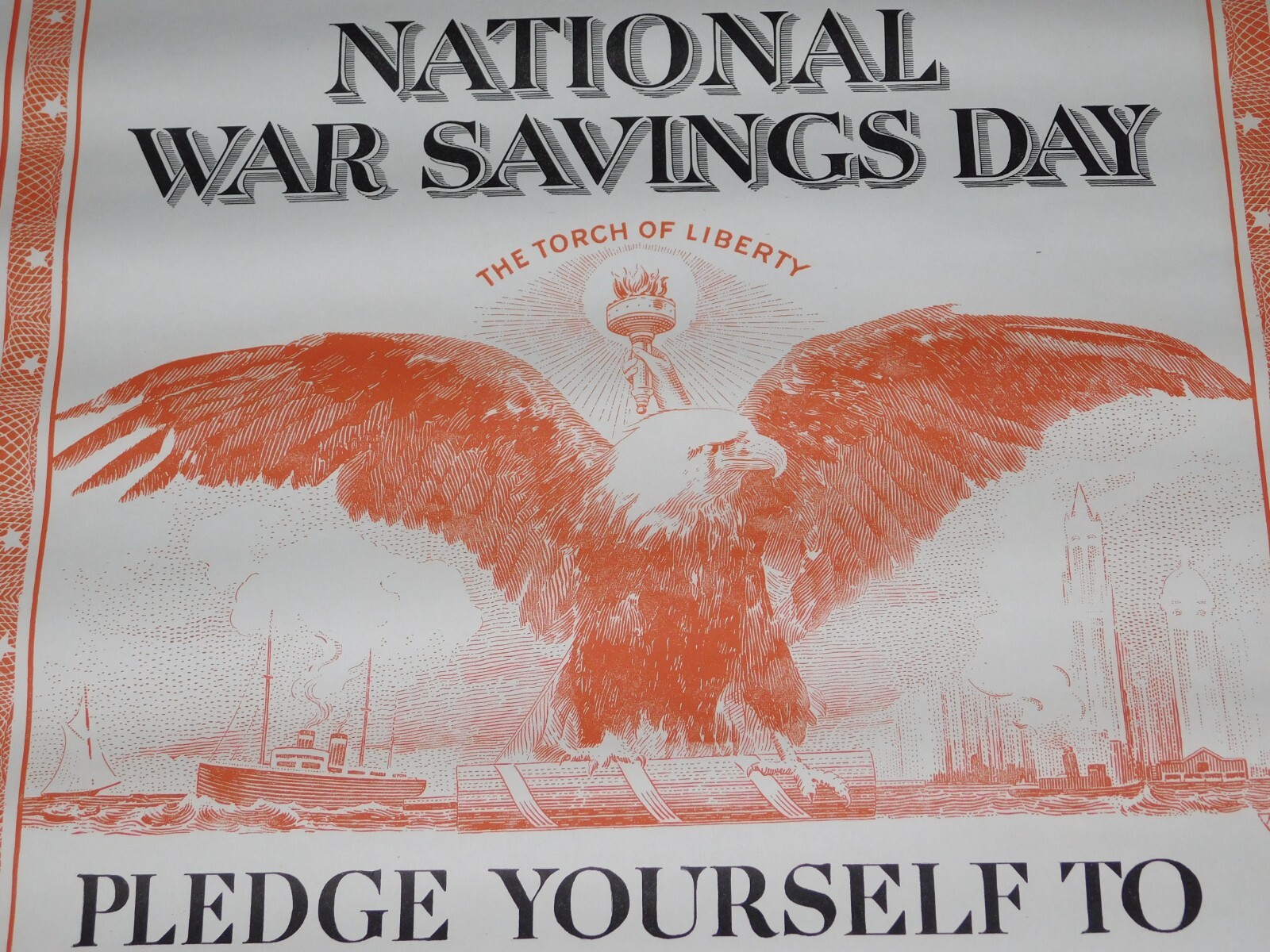 VINTAGE WWI WORLD WAR 1 NATIONAL WAR SAVINGS DAY WSS SAVE & BUY EAGLE POSTER