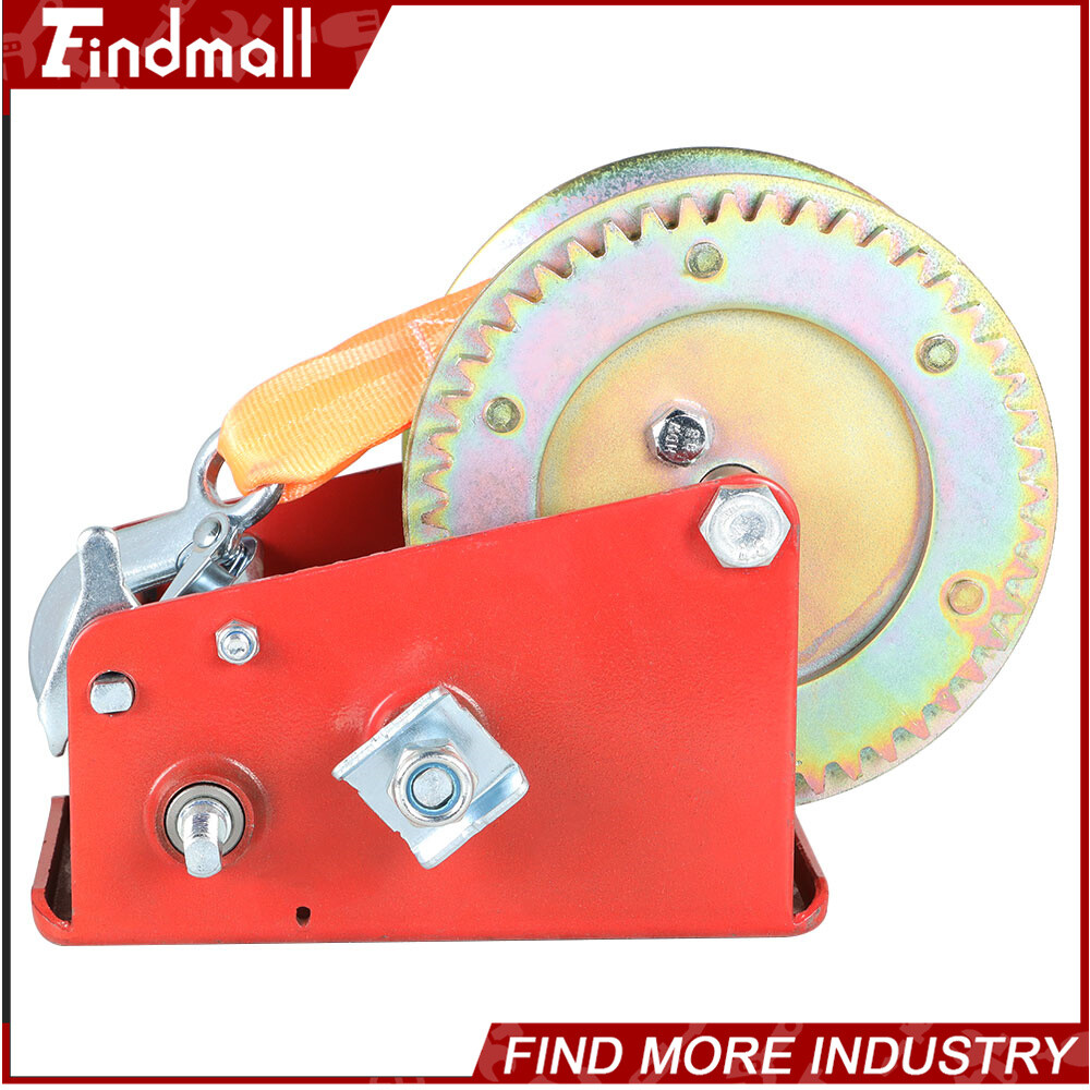 Findmall 3500 LBS Dual Speed Hand Winch Hand Crank Red Strap ATV Trailer Boat