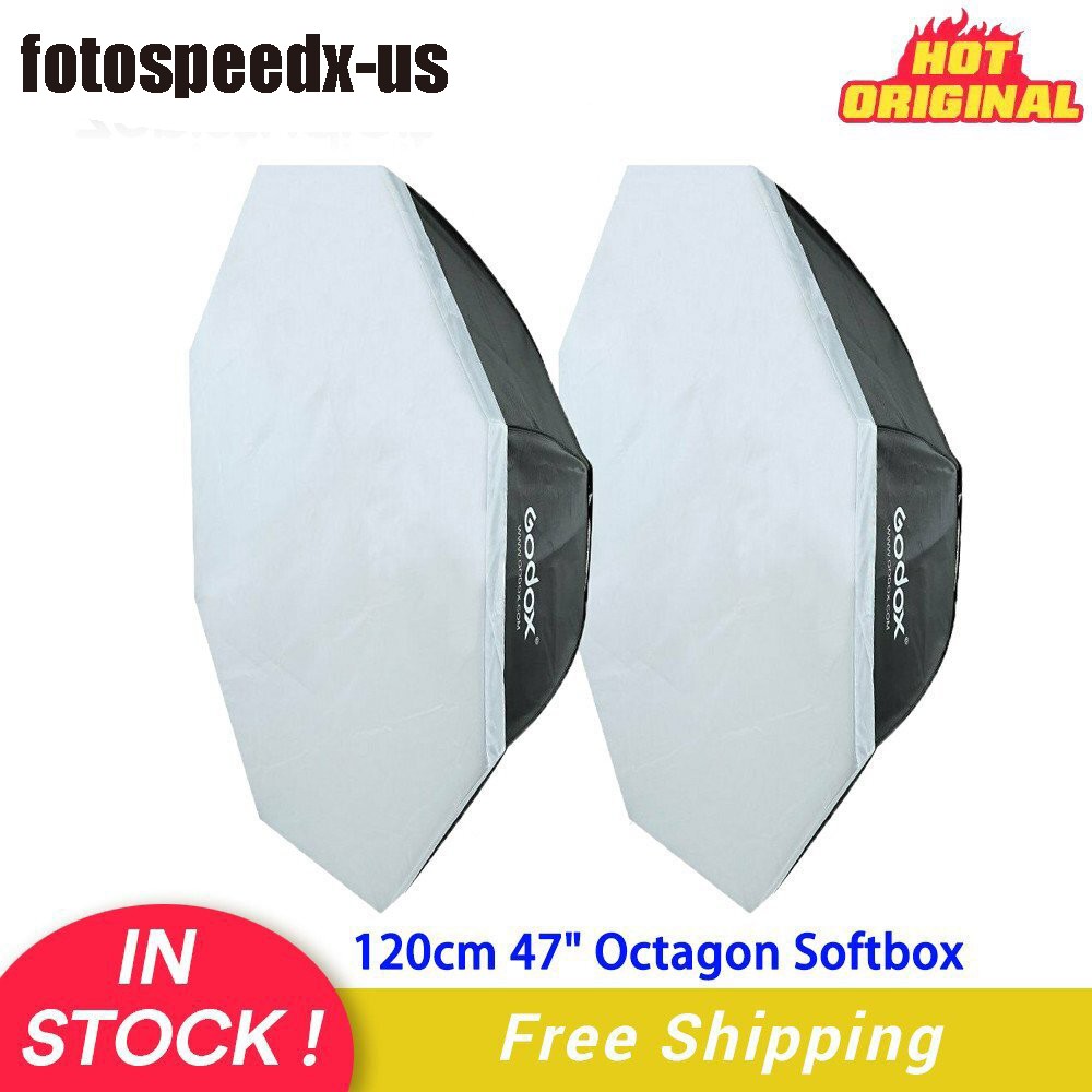 US 2Pcs Godox 120cm 47" Octagon Softbox Bowens for Studio Strobe Flash Speedlite