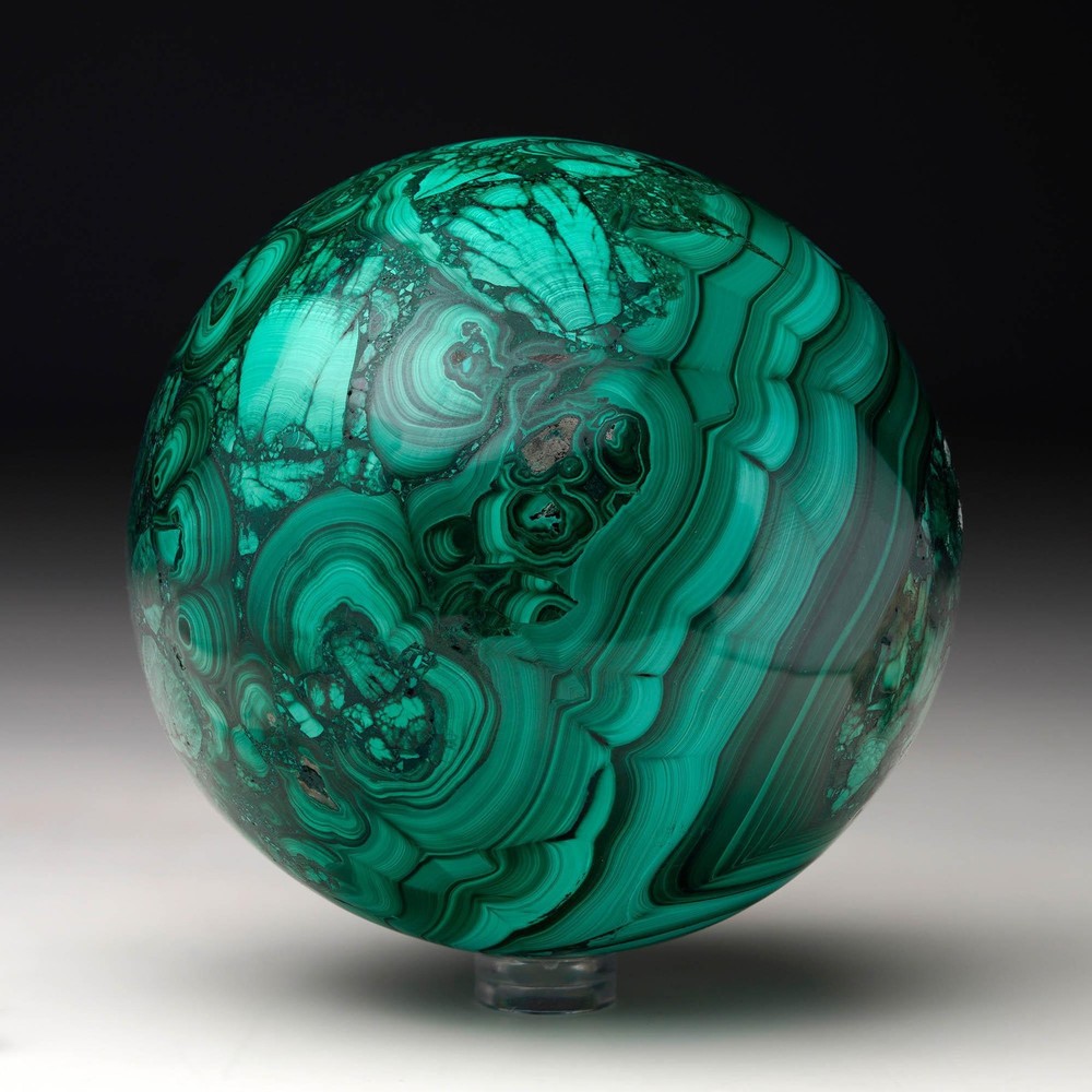 Hand-Polished Solid 3.5" Diameter Malachite Sphere // Ver. IV