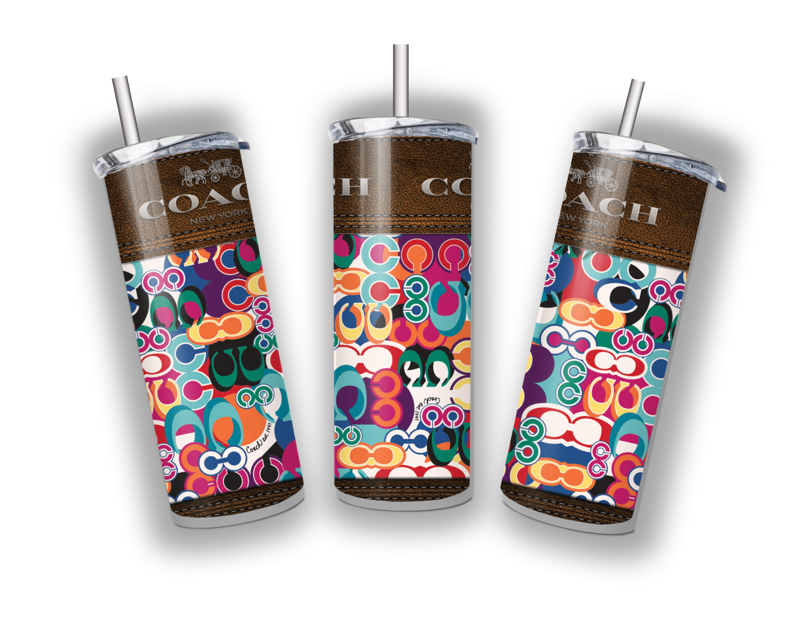 Purse Design 20 OZ STAINLESS STEEL TUMBLER CUP +LID/STRAW