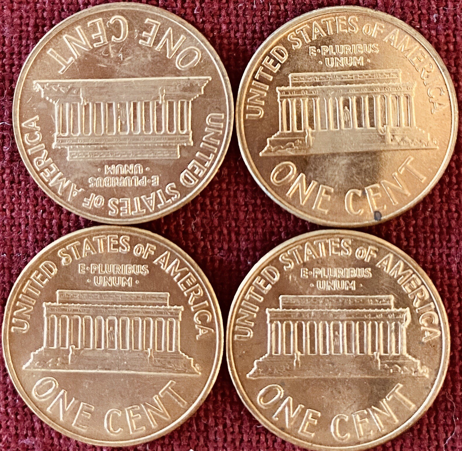 1960-D BU Lincoln Memorial Cents - Small And Large Dates, Two Of Each - Lot Of 4