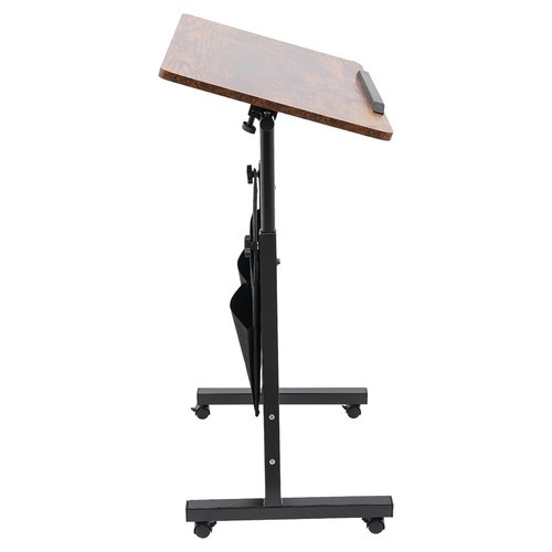 Rolling Laptop Desk Adjustable Height Computer Table Stand up Office w/ Storage