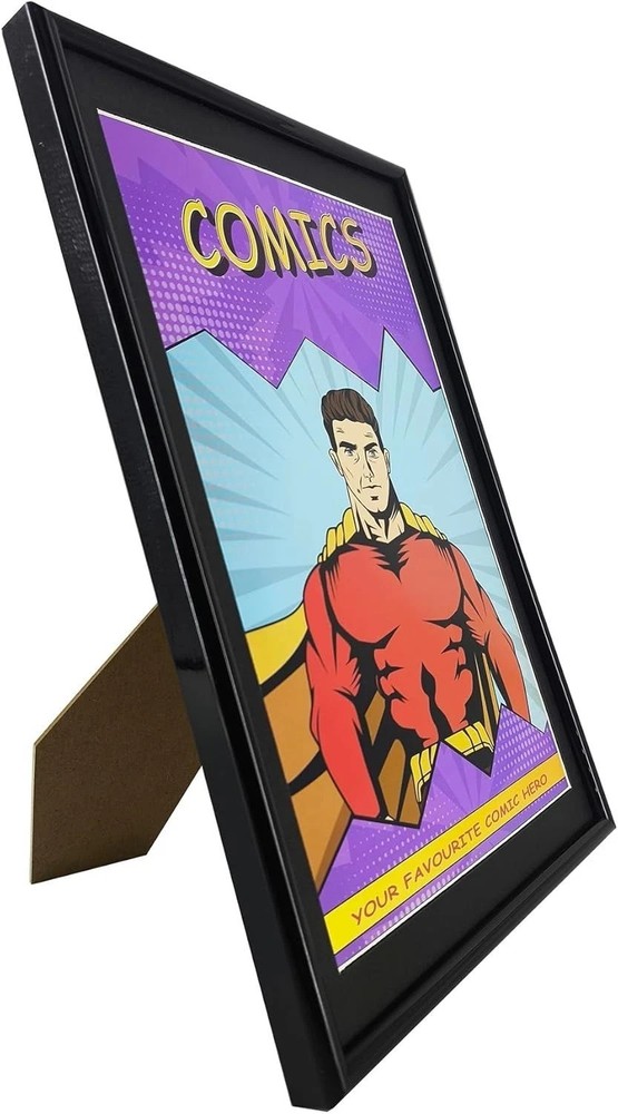 Stylish Black Comic Book Frames with UV Protection - 8 Pack Display Solution