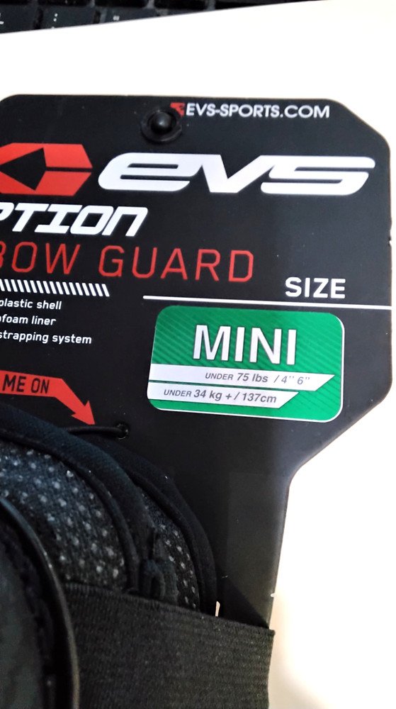 EVS OPTION ELBOW GUARD PADS BLACK MINI NEW