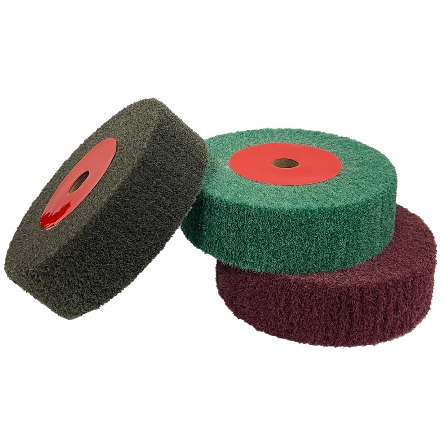 3Pcs 4" Nylon Polishing Wheels, 320/600/800 Grit, 1.2" Thickness, 1/2" Arbor