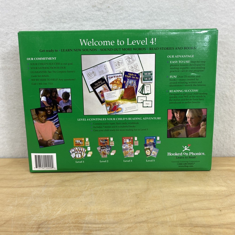Hooked On Phonics Learn To Read Level 4 Audio Tapes Flash Cards Green Workbook