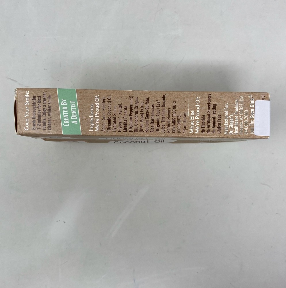 Dr. Ginger's Coconut Oil Toothpaste - Coconut Mint, 4 oz Each 2-Pack Fluoride
