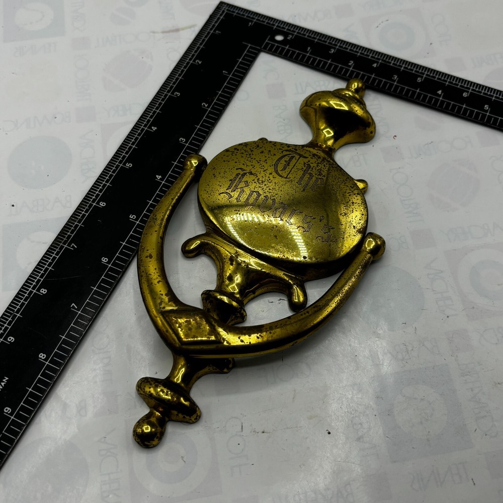 VINTAGE Solid Brass Door Knocker Engraved Things Remembered Spain ⭐
