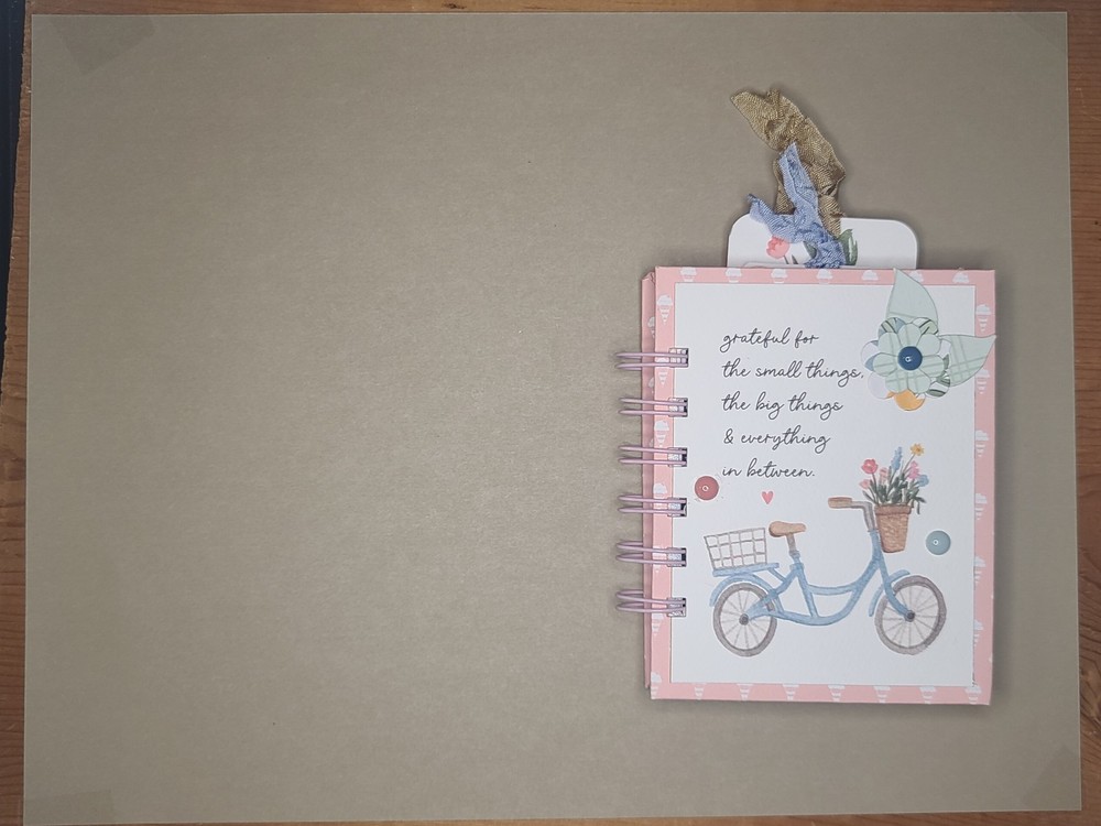 Little cinched journal notebook, Spring, handmade