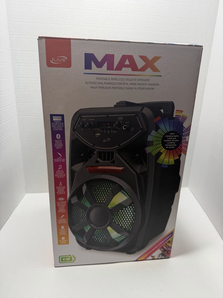 iLive Bluetooth Tailgate Speaker, ISB380B, Black