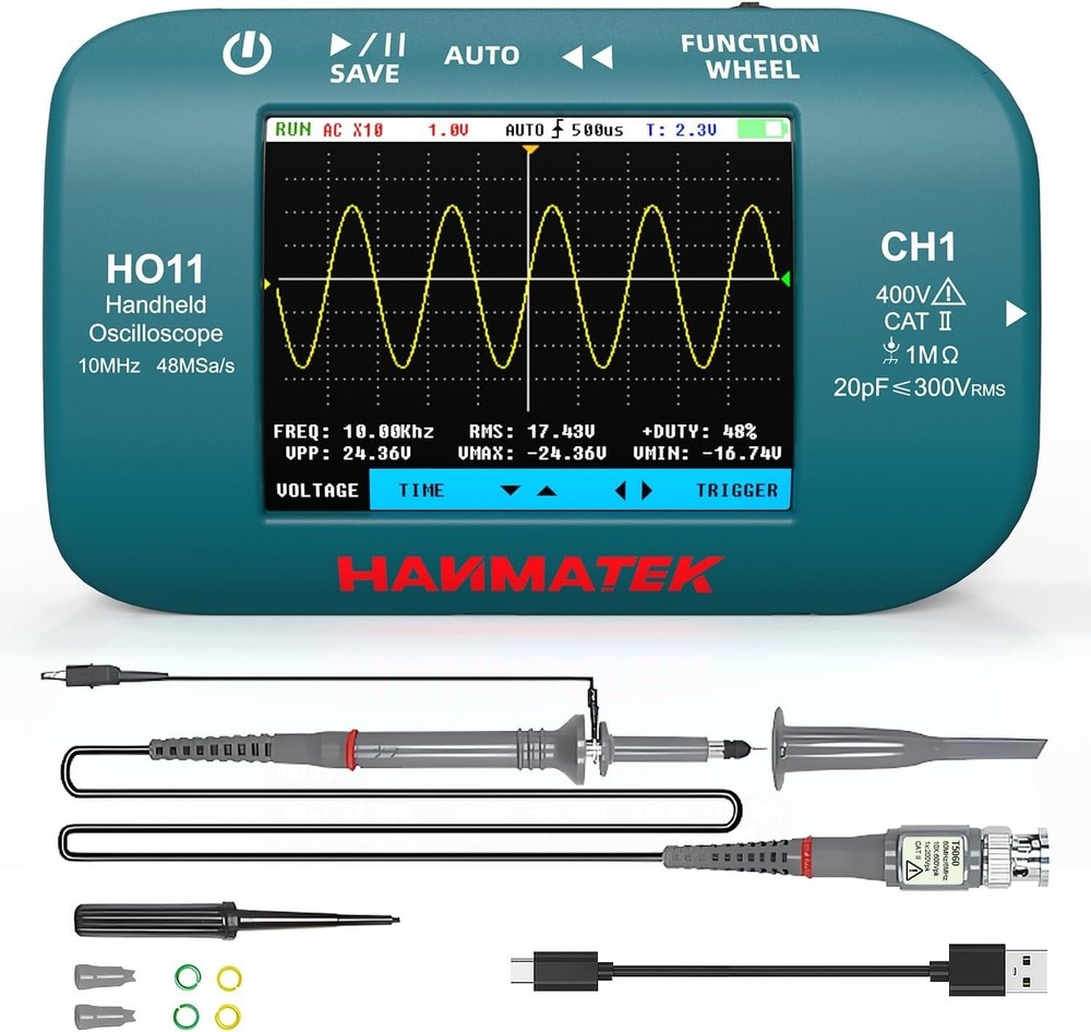 Handheld Digital Oscilloscope 10MHz Bandwidth 48MSa/s High-Precision Sampling US