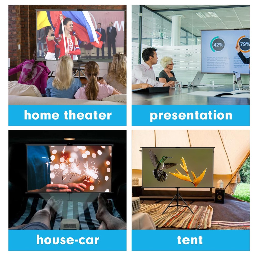 60 Inch Portable Projector Screen with Tripod Stand, Compact Mobile Projectio...