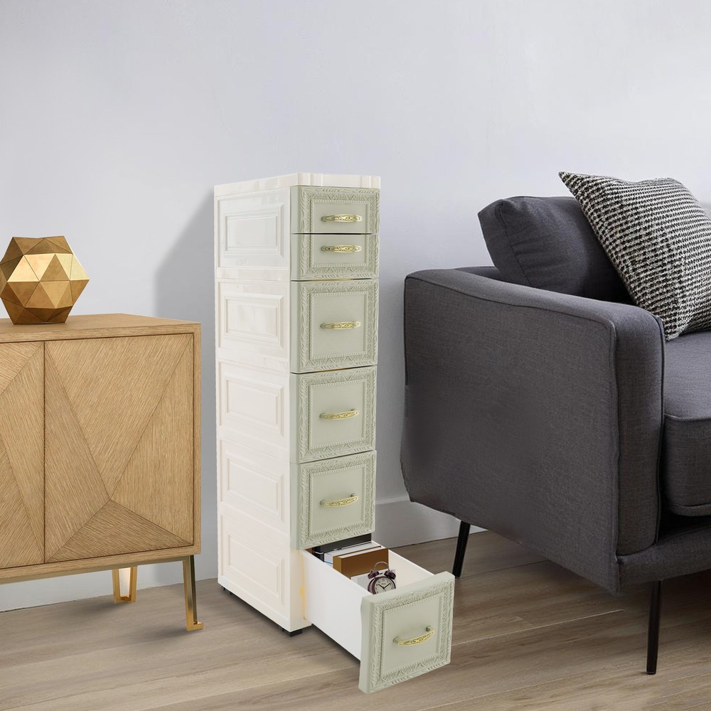 5-layer three-dimensional embossed pattern storage cabinet 18x32x84- green, PP.