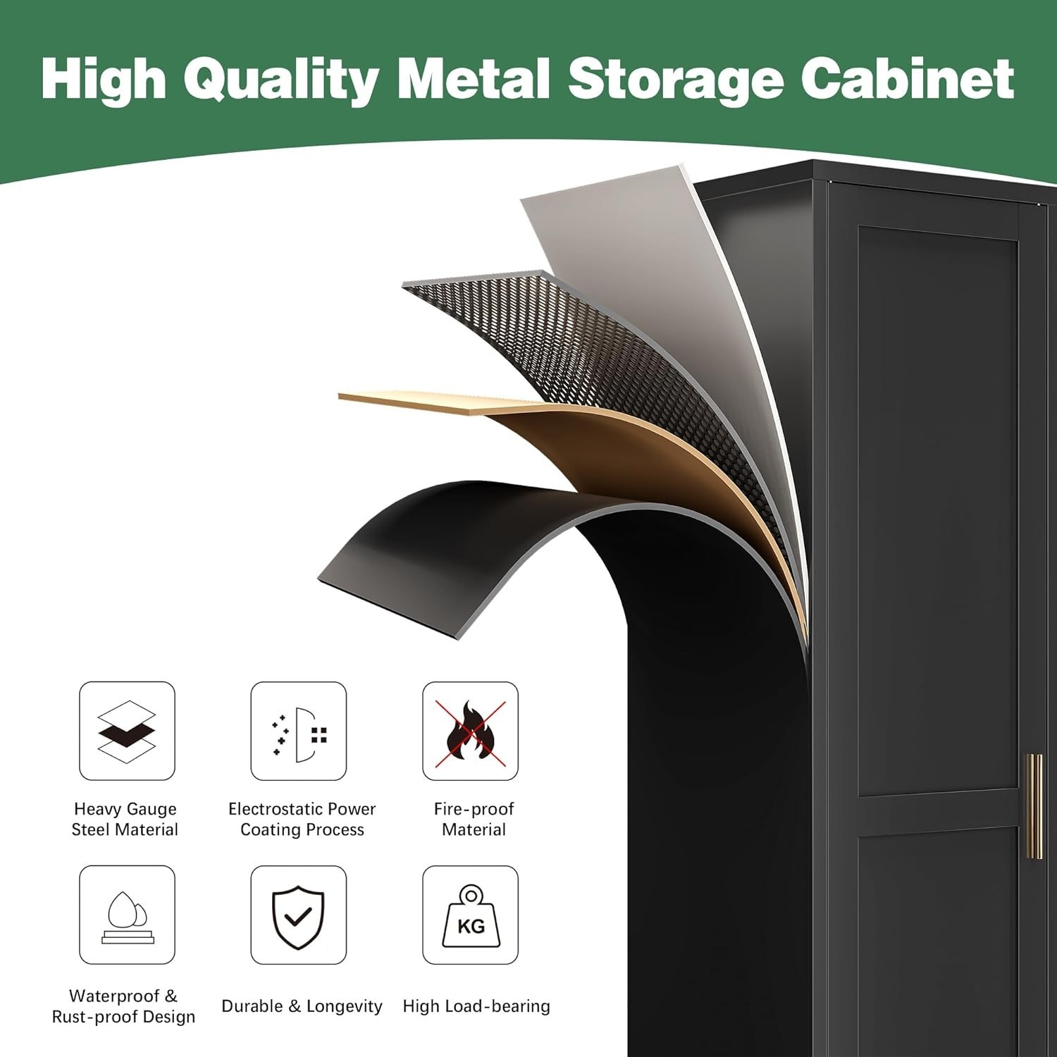 Cofar 67" Metal Utility Cabinet Filing Pantry Cabinet with Adjustable Shelves