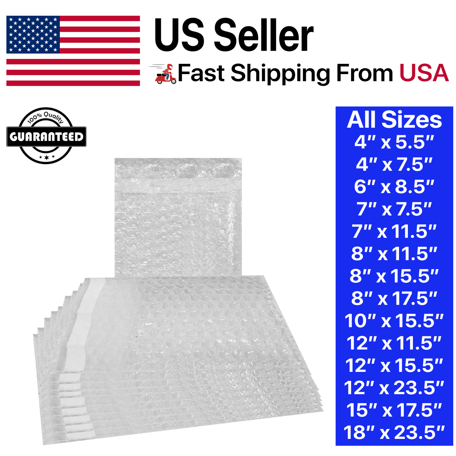 BUBBLE OUT BAGS PROTECTIVE WRAP POUCHES 4x5.5 4x7.5 6x8.5 7x8.5 10x15.5 12x15.5