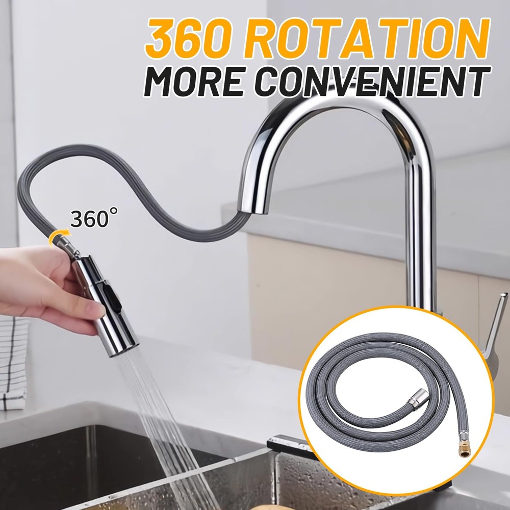 Pull Down Spray Hose Replacement Brass 59 In for Kitchen Faucet