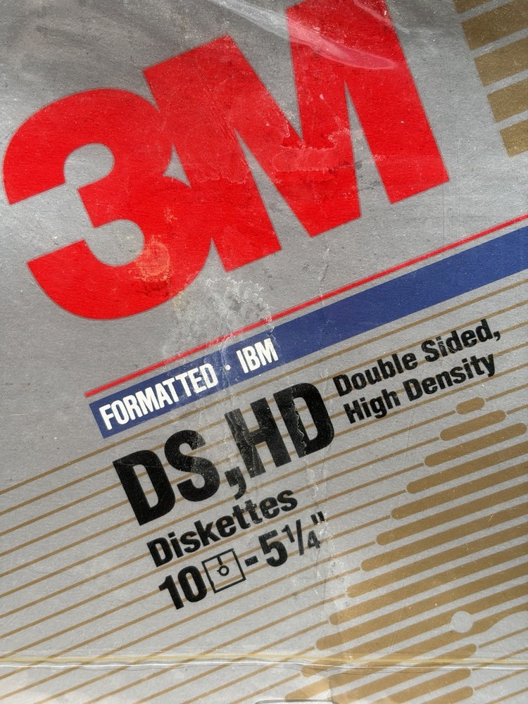 3M 5.25" Diskettes 10 PACK IBM formatted Double Sided High Density New Box Worn