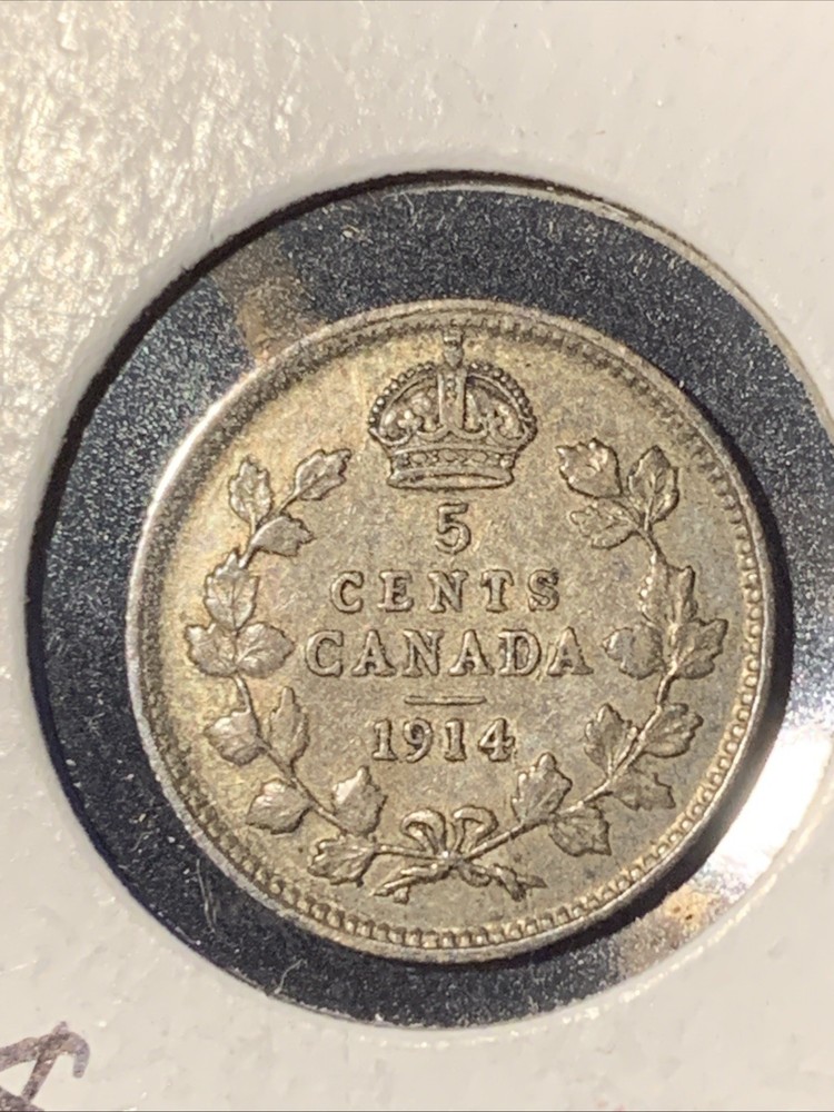1914 Canada 5 Cent Silver ~ .925 Silver ~ BETTER GRADE
