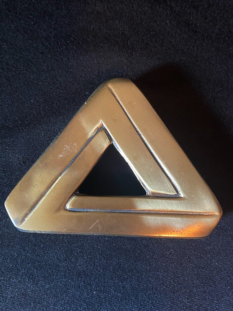 Vintage Comstock Mining Co Brass Triangular Figurine Paperweight