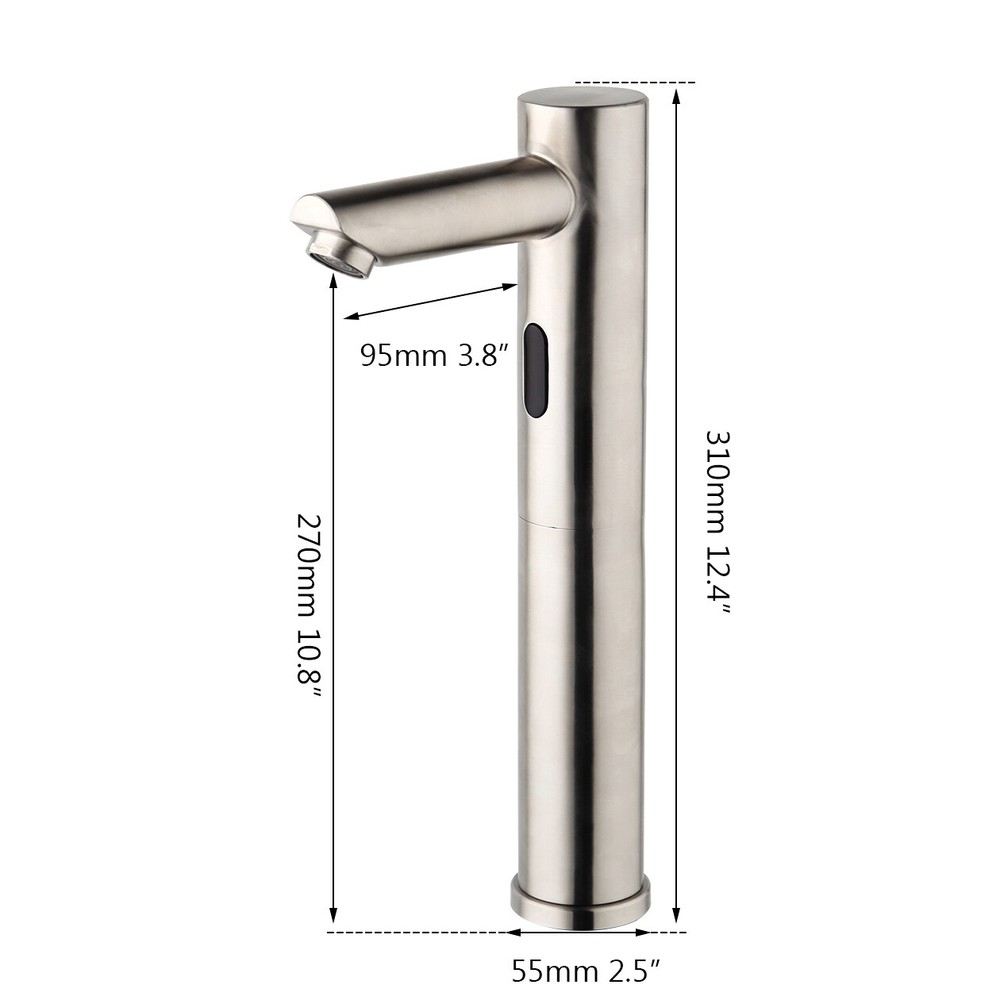 Brushed Nickel Bathroom Sink Deck Mounted Faucet Automatic Sensor Touchless Taps