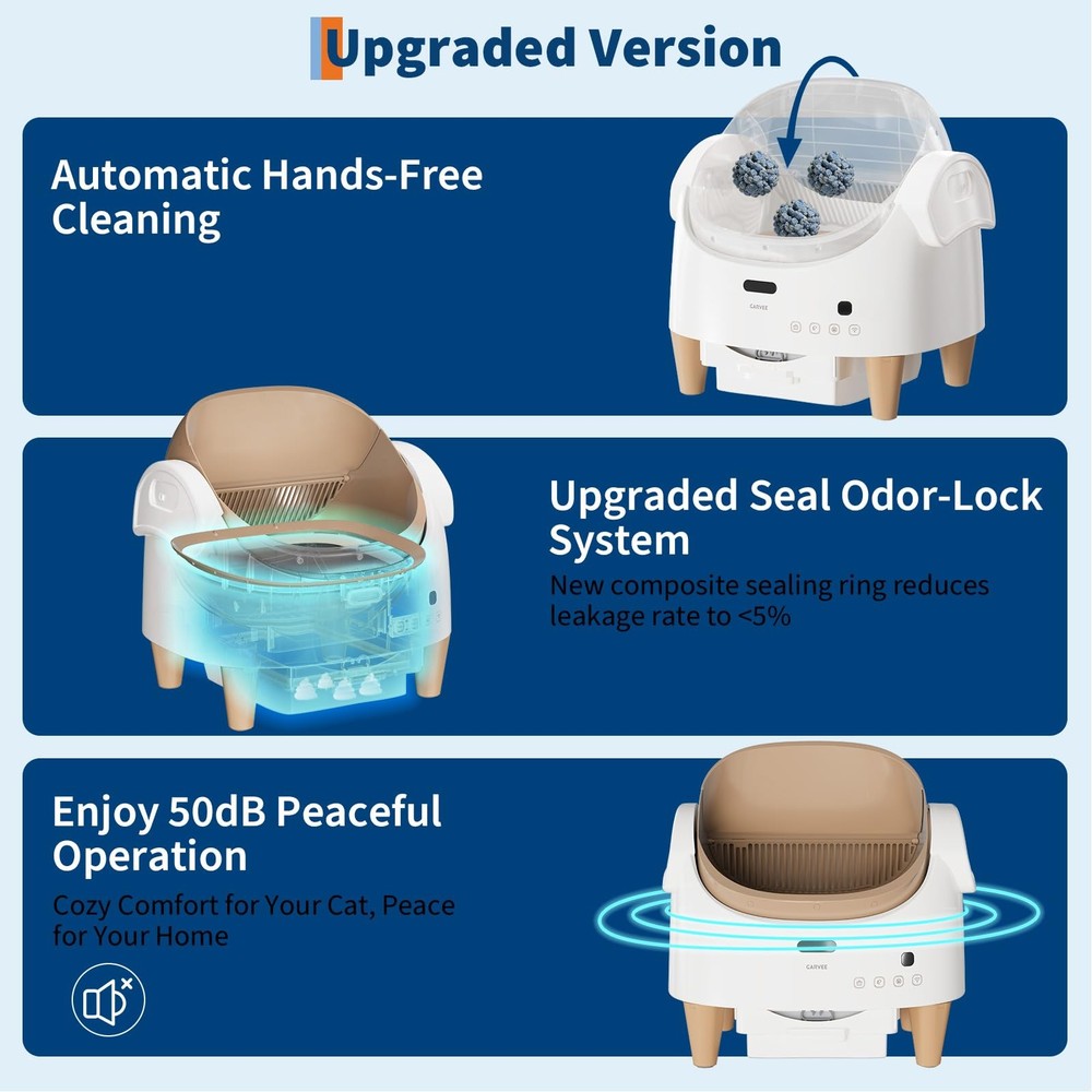 Share Self Cleaning Cat Litter Box, No Scooping Automatic Litter Box / APP Contr