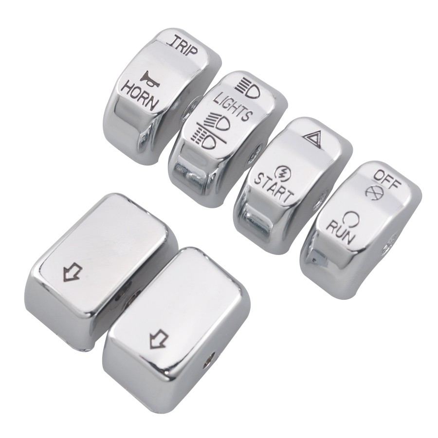 For Harley Softail Custom Deluxe 2011-2015 6pcs Hand Control Switch Caps Chrome