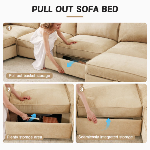 3Seater SofaWith Storage Pull outDrawersUnder Each Seat3 - Seat Large Wide