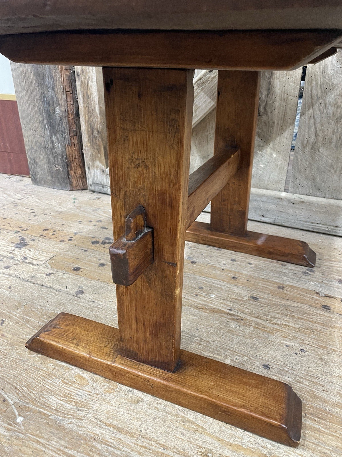 Antique Primtive Pine Trestle Table end or lamp stand coffee table size