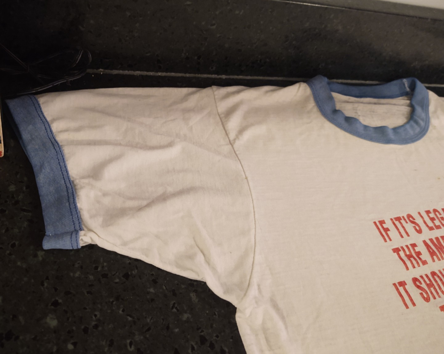 Vtg RARE 1980s Double Stitch Ringer T-Shirt Political Protest Texas v. Johnson