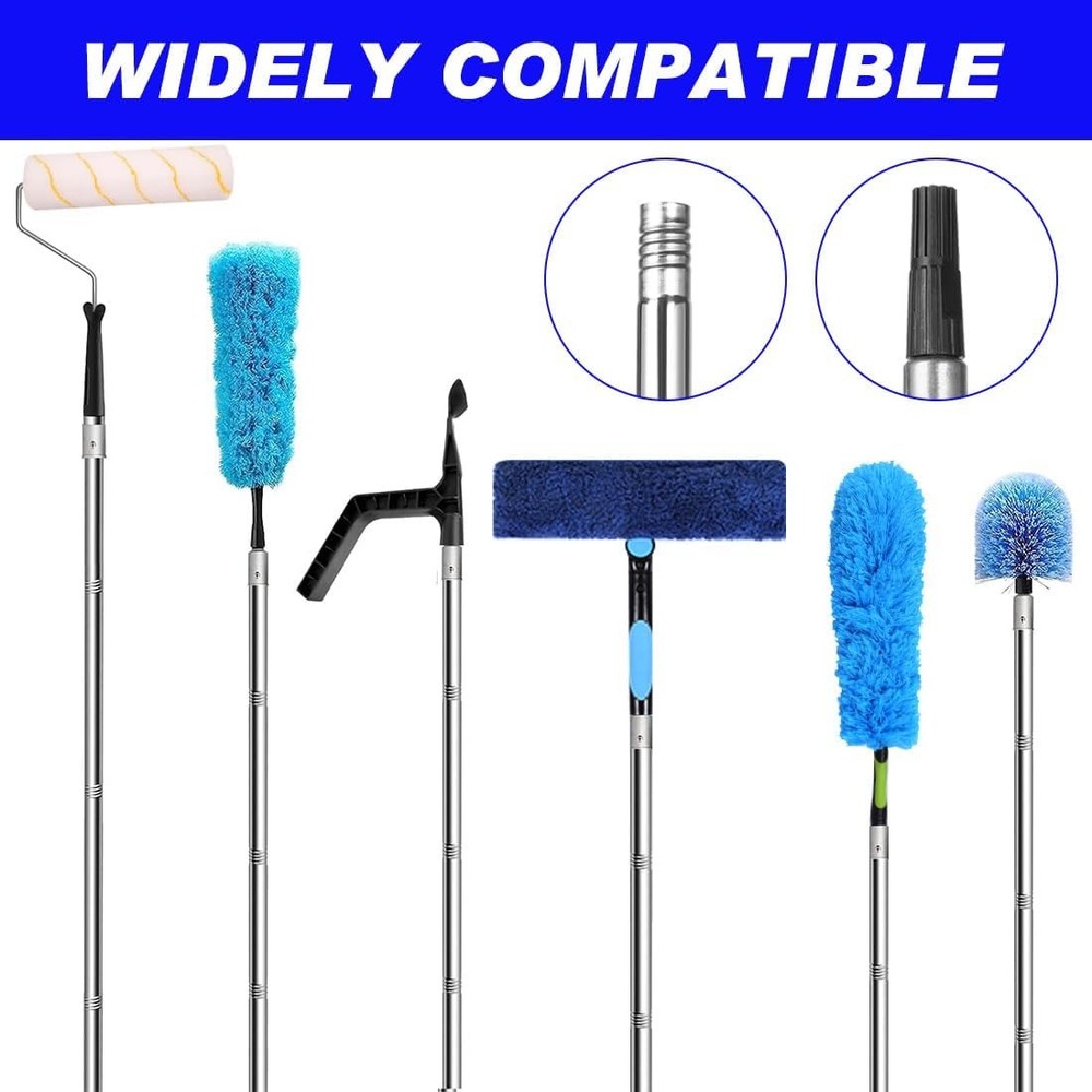 Extension Pole 1.3-4.8 ft Long Paint Roller Telescopic Extendable Silver