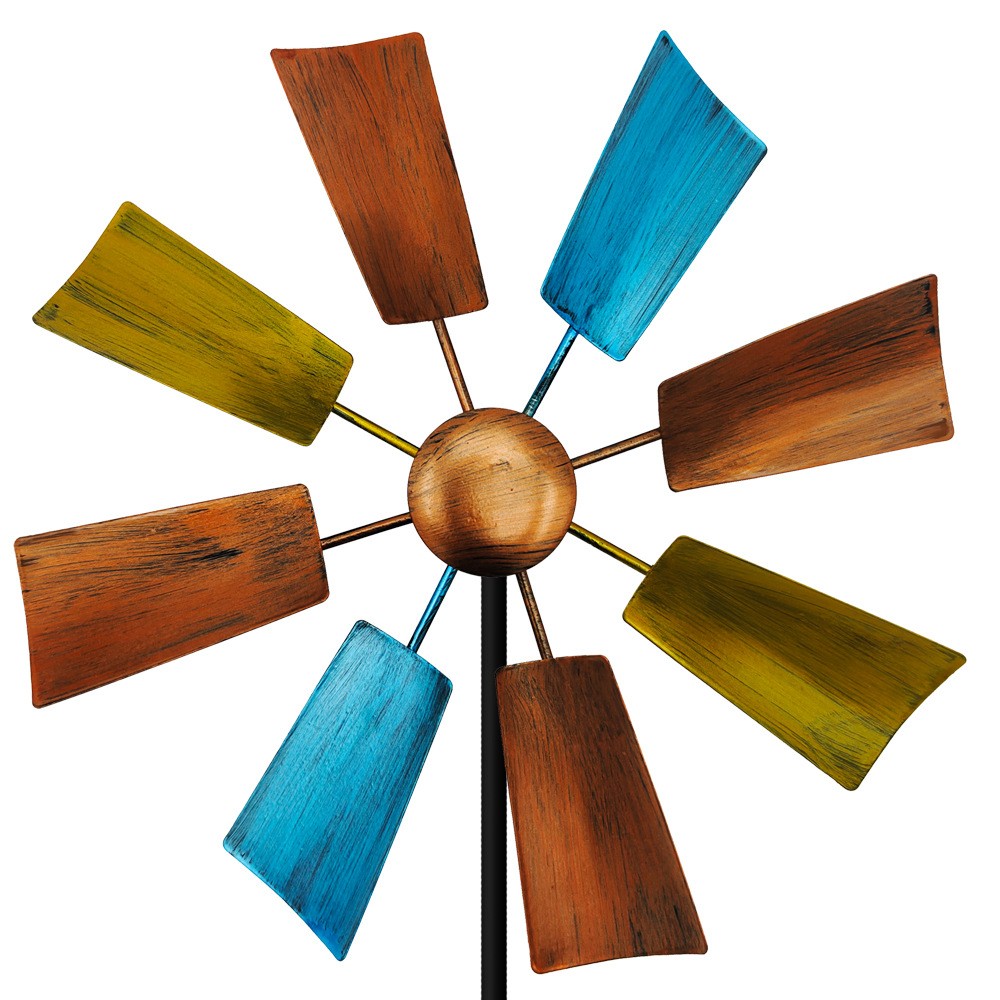 Iron Rotating Windmill Stakes (Multi-Color) - Rustic Garden Decor