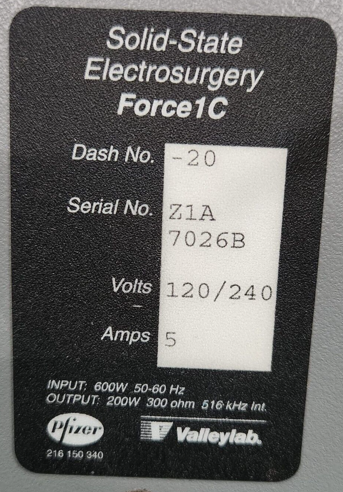 Pfizer ValleyLab Force 1C Solid-State ESU