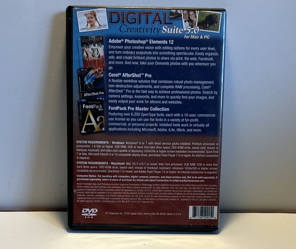 Digital Creativity Suite 5.0 for Mac & PC - DVD Rom with keys