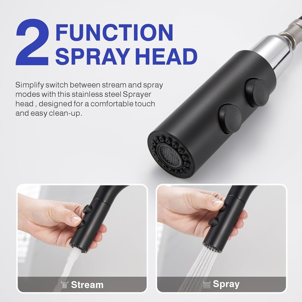 Bathroom Sink Faucet W/ Pull Down Sprayer Matte Black Single Handle Pull Out