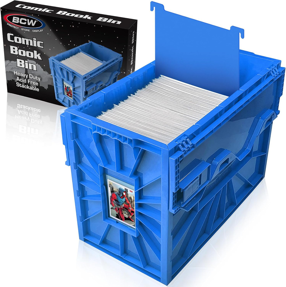 Short Comic Book Bin | Holds 150 Comics | Stackable Plastic Storage | Acid-Free