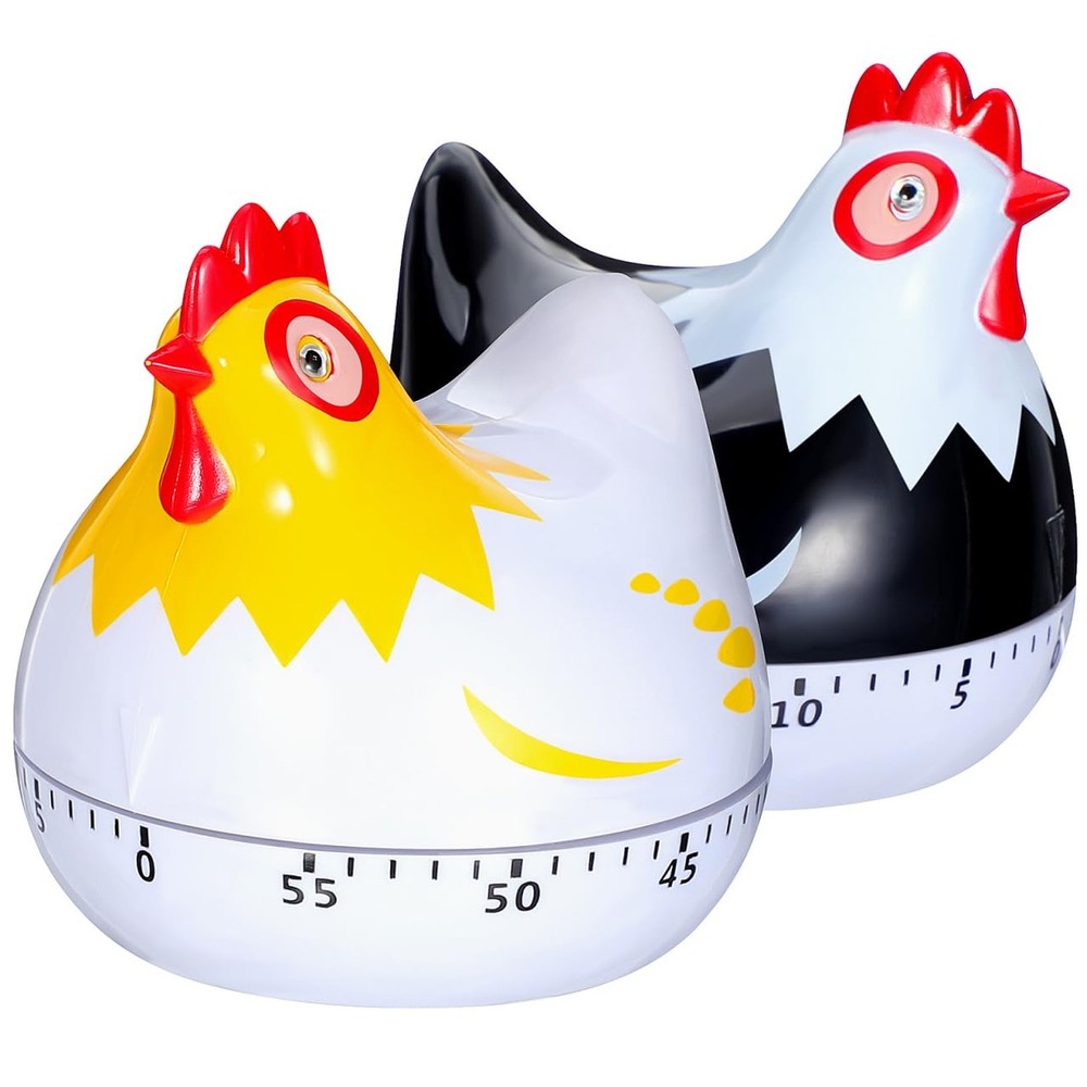 Zerodeko 2pcs Kitchen Timer Wind Up 60- Minute Mechanical Visual Timers 3D Ch...