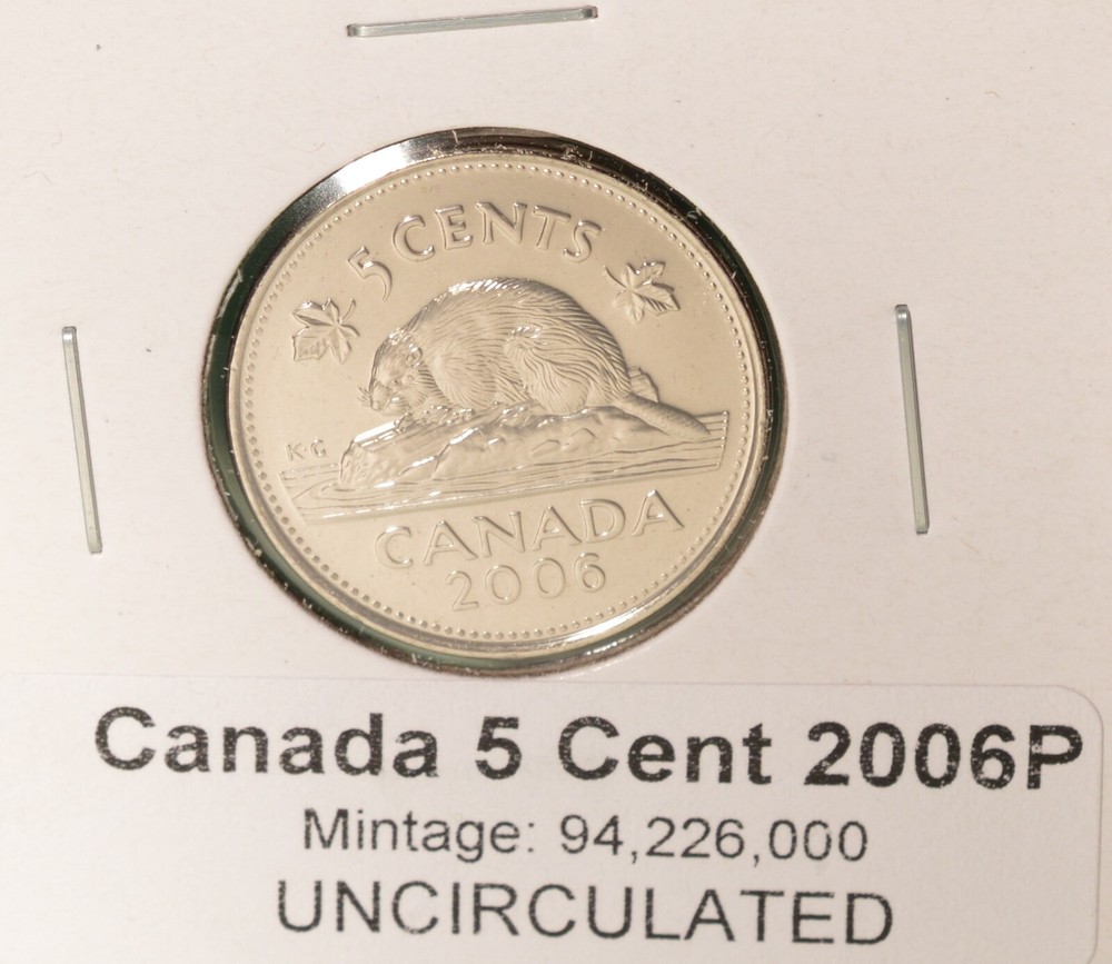 2006 Canada 5 Cent - (P) - UNCIRCULATED from Mint Roll 🇨🇦