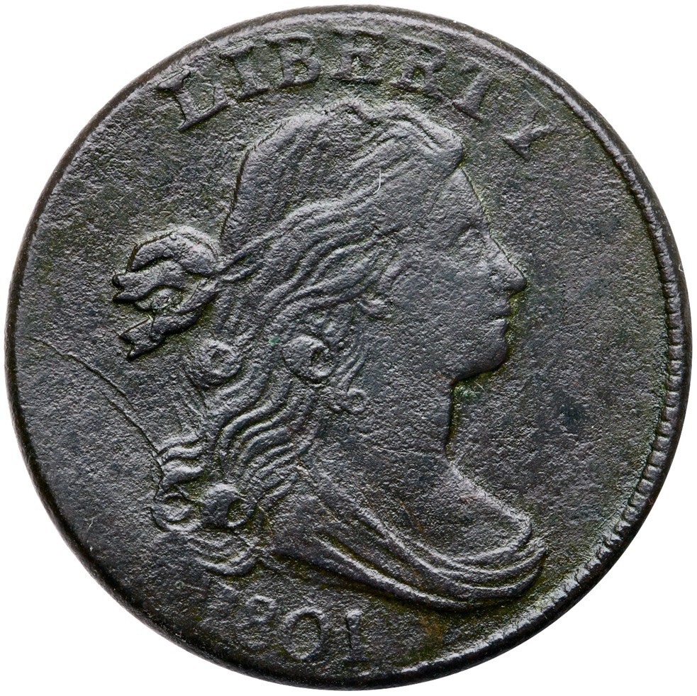 1801 S-215 R-4+ Draped Bust Large Cent Coin 1c