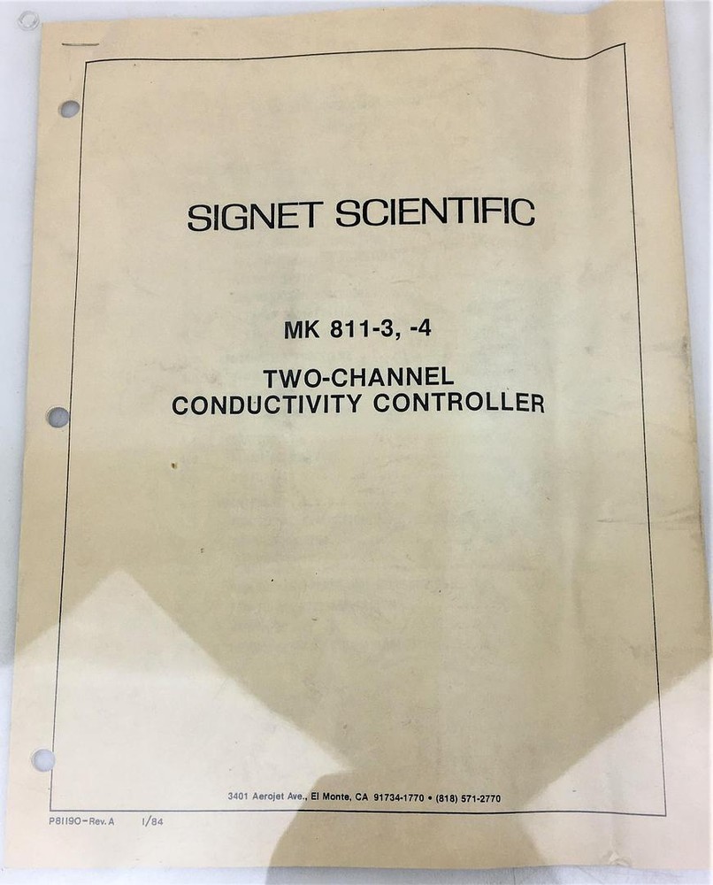 Signet MK811A-3 Conductivity Controller with Sensor