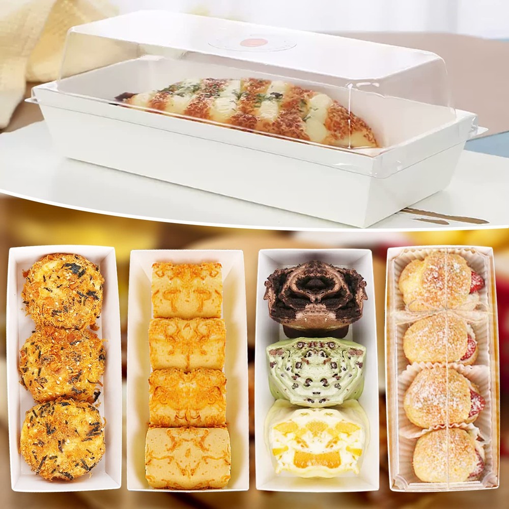50 Pack White 4.7" Rectangular Disposable Paper Charcuterie Boxes Food Container