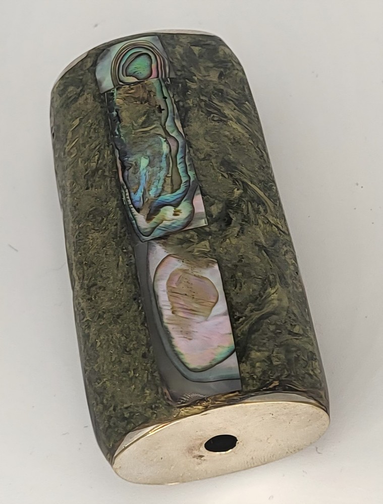 MEXICO ALPACA SILVER ABALONE SHELL INLAY BIC LIGHTER HOLDER CASE