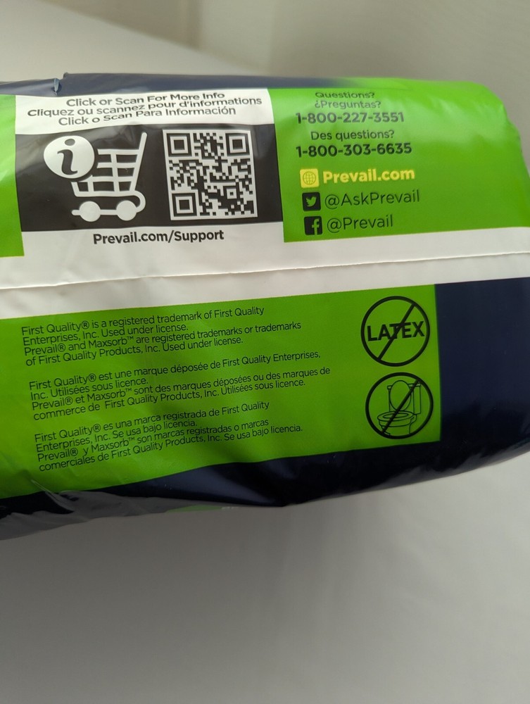 Prevail Belted Shields 30 Count Extra Absorbency Incontinence One Size