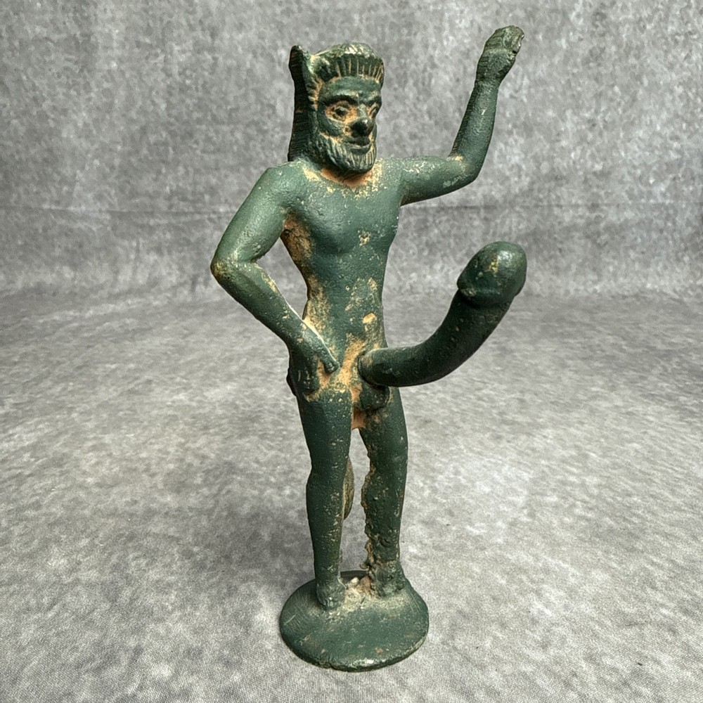 Solid Bronze Ithyphallic Satyr Pan Statuette 5 1/4”" Classical Style