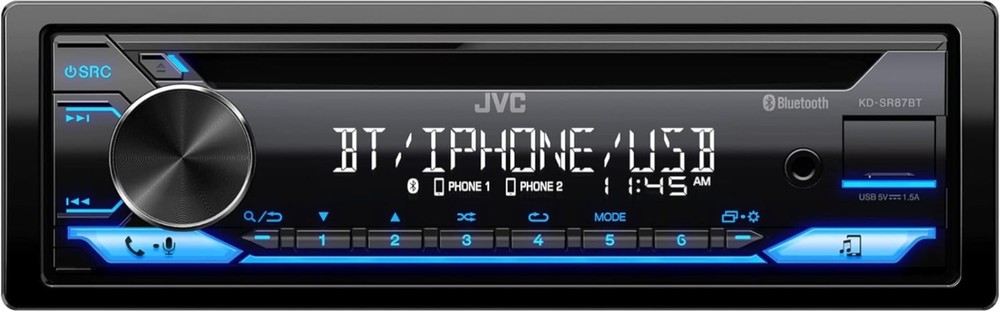 High-Performance KD-SR87BT CD Receiver - Bluetooth, USB, AM/FM & Detachable Face