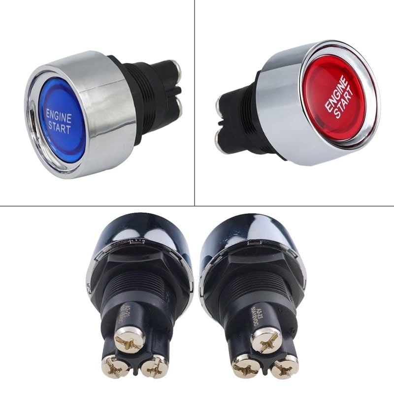 Engine Start Push Button Switch, 12V 20A Momentary Ignition Switch with Red