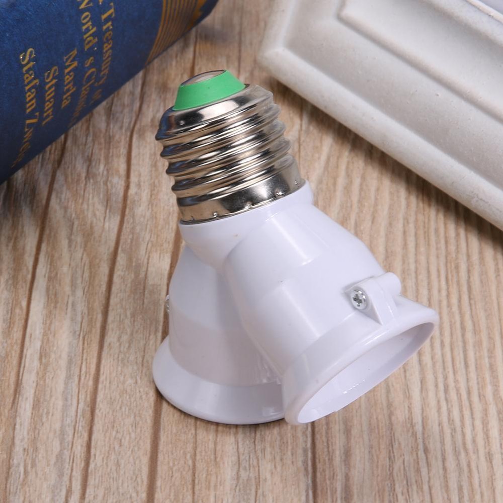 2 in 1 E27 Lamp Socket Splitter Adapter Light Double Y Bulb Base Stand Holder 2X