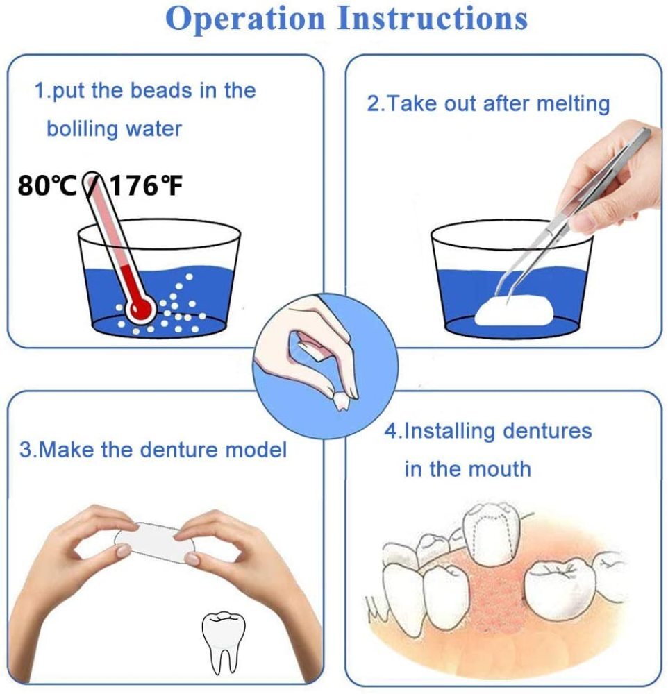 Tooth Repair Granules Temporary Kit Fitting Beads Reusable Moldable False Teeth